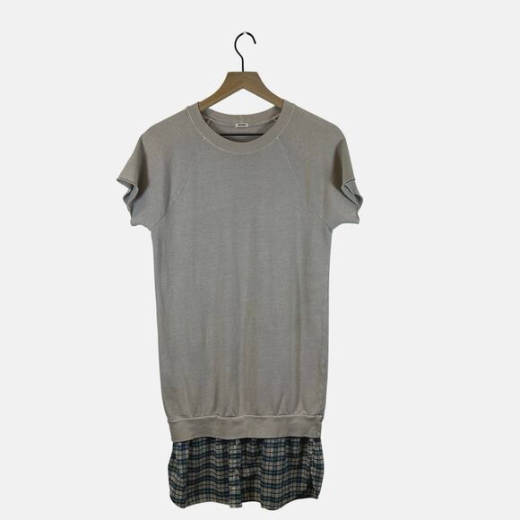MONROW Layered Look Terry cloth with Button down shirt round hem Dress Size S - Picture 1 of 8